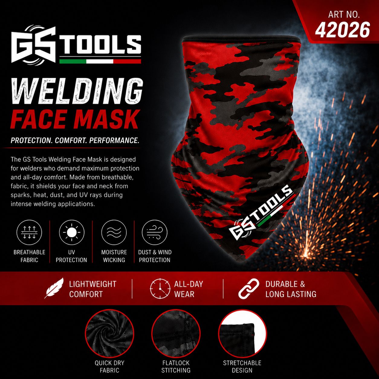 Bandana Elastica All Season CAMO RED